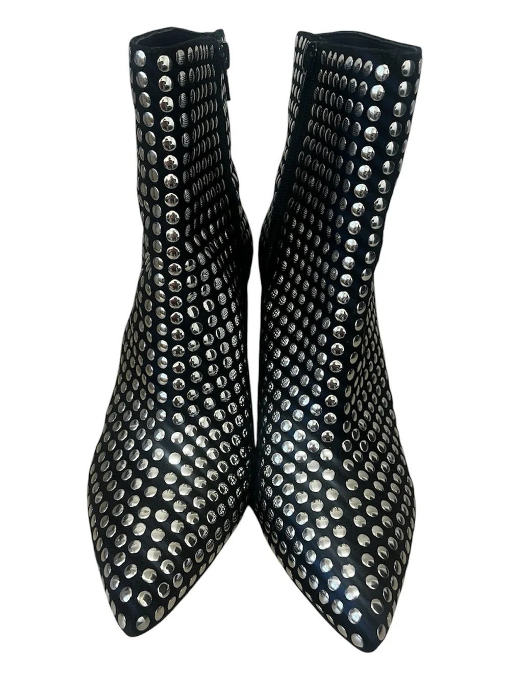 INC Silver Studded Black Ankle Boots Block Heel Sz 9.6 NWOT